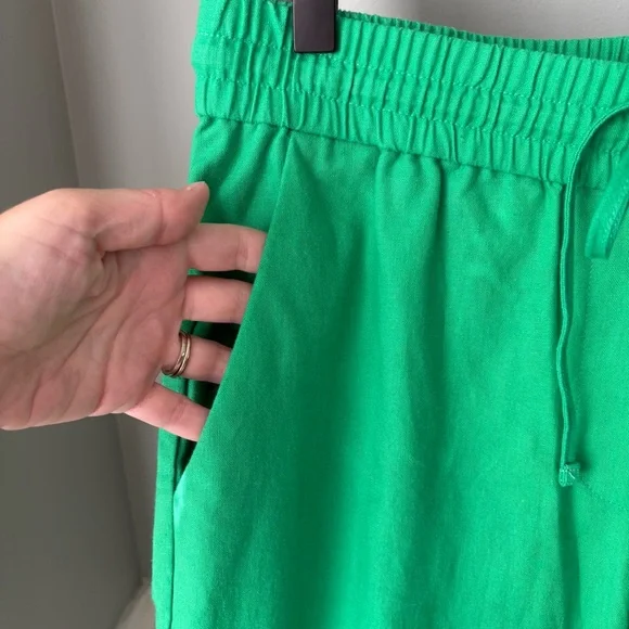 J. Crew Factory Solid Linen Drawstring Pant in Green Sz 6 - 1747 - Picture 3 of 9